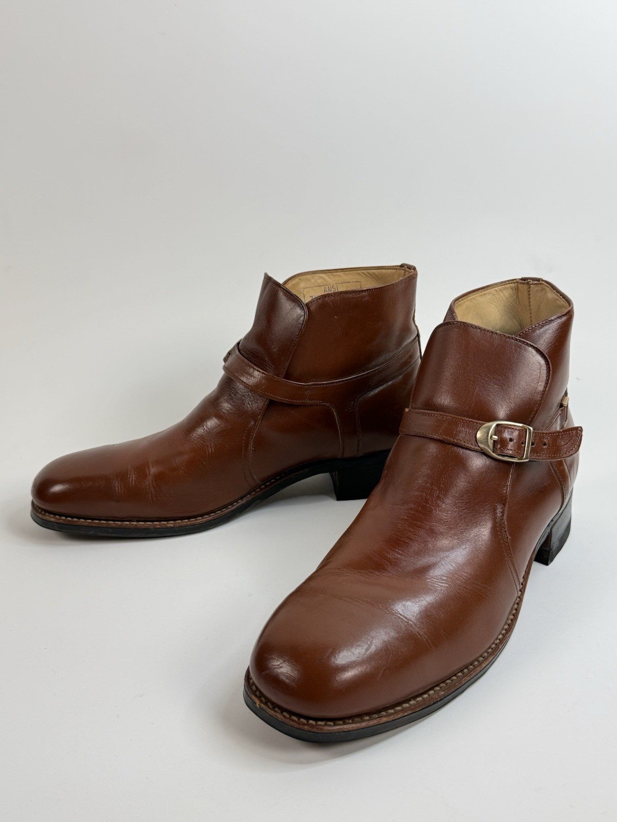 Vintage Bostonian Iron Age Steel Toe Boots Mens Size 11 Brown Leather Monk Strap