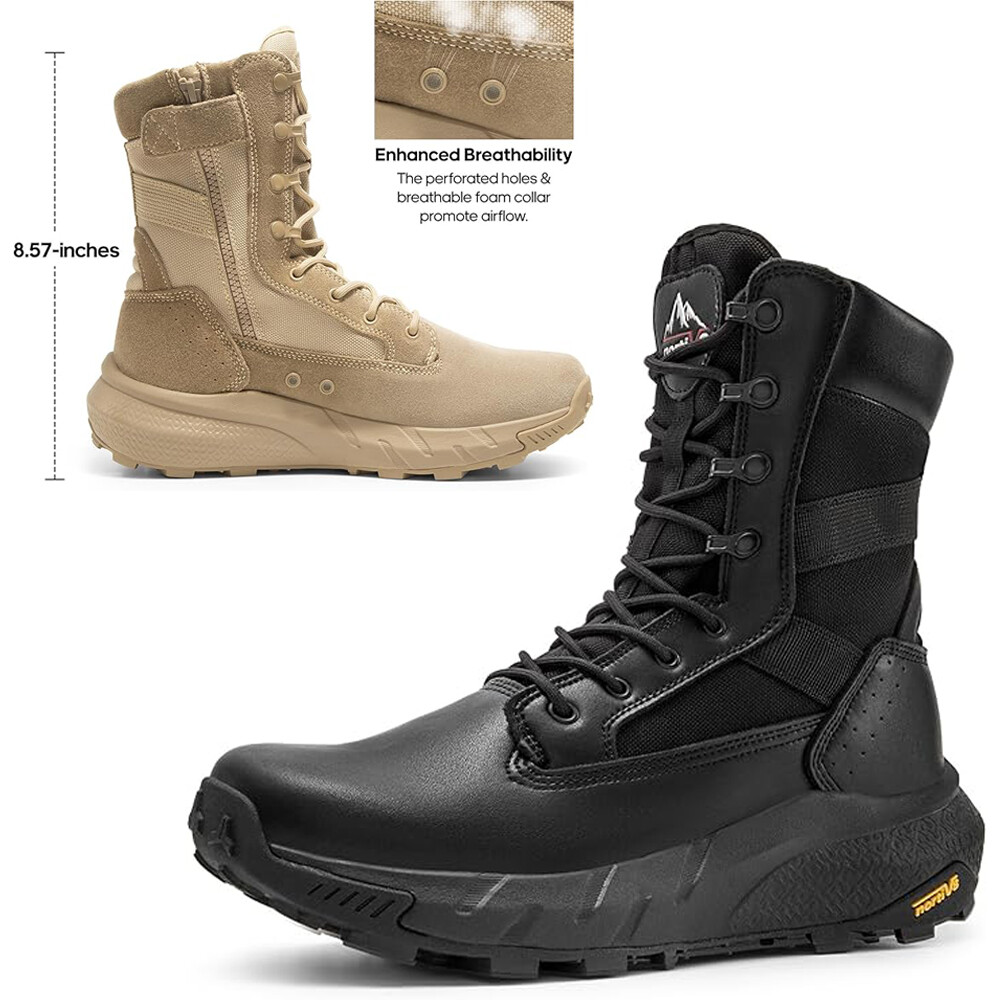 NORTIV 8 Men’s Tactical Military Work Boots Lightweight Hiking Boots Wide Size