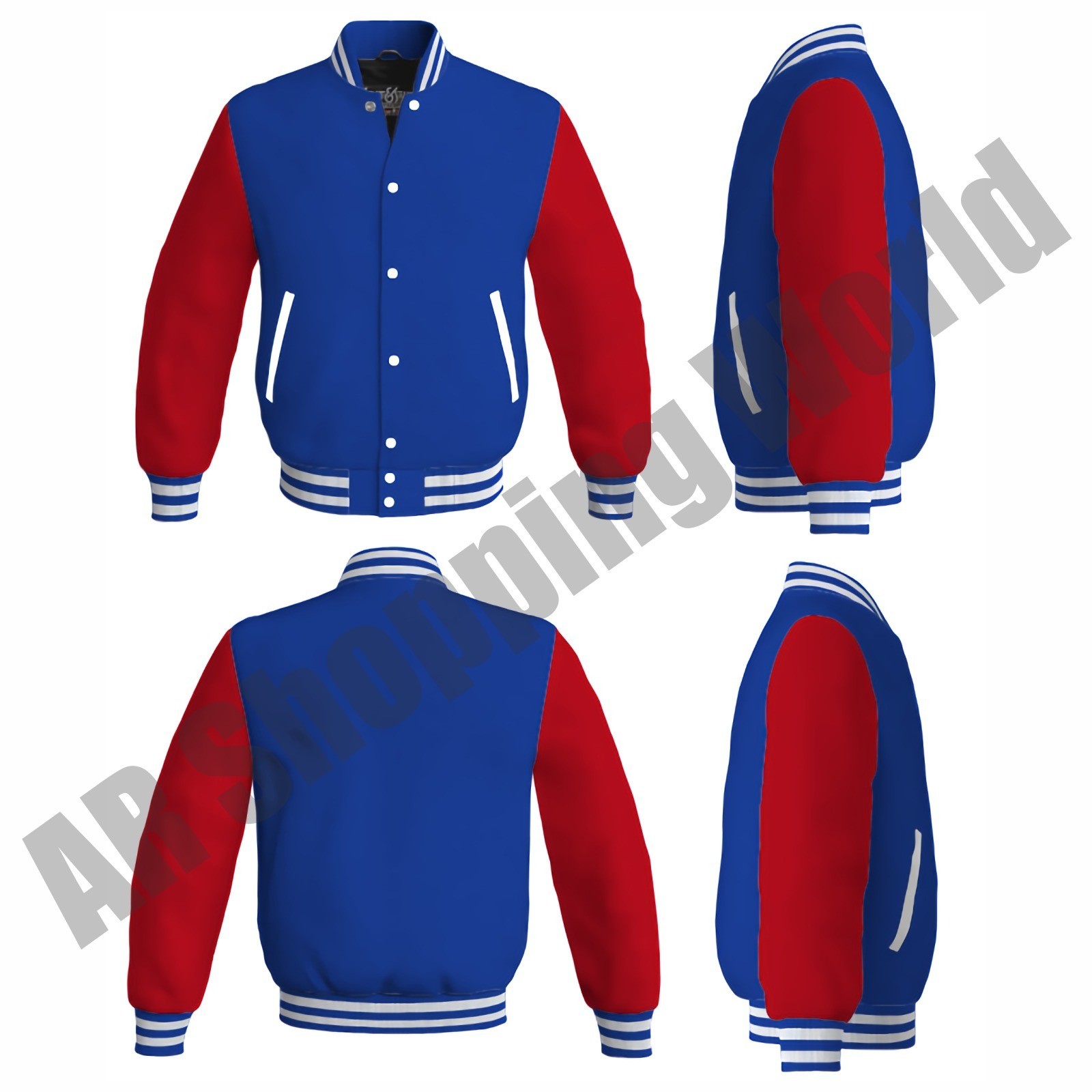France Flag Varsity Letterman Wool Body Leather Sleeves Baseball Bomber Jacket