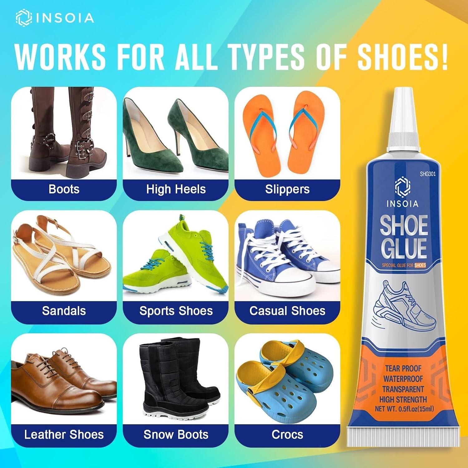 Shoe Glue Sole Repair Kit, Heavy Duty, Clear Shoe Adhesive, Waterproof, Flexible