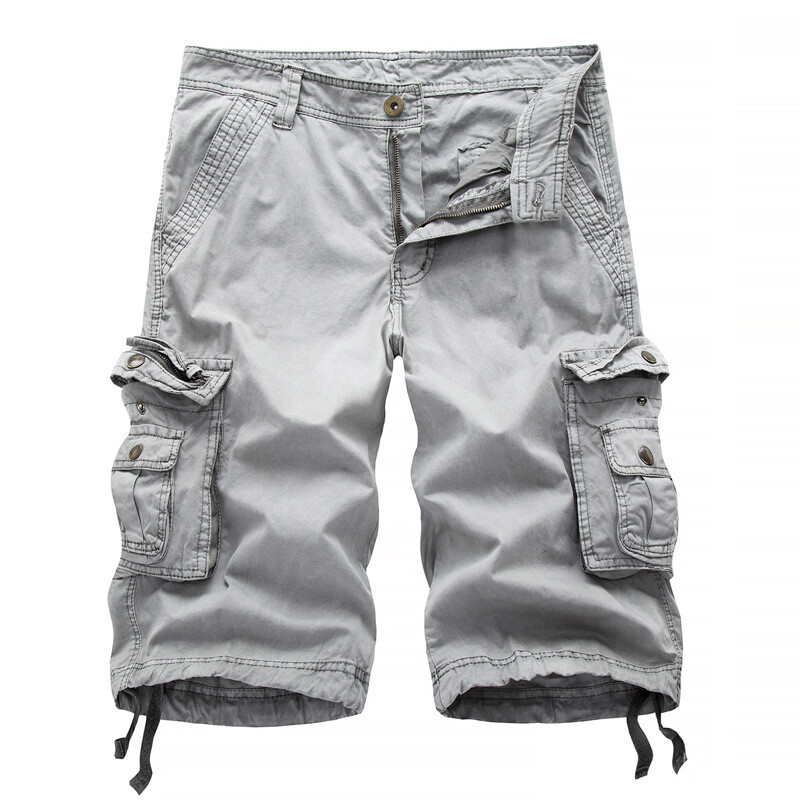 Mens Casual Solid Cargo Shorts Multi Pockets Washed Lounge 30 31 32 34 36 38-48