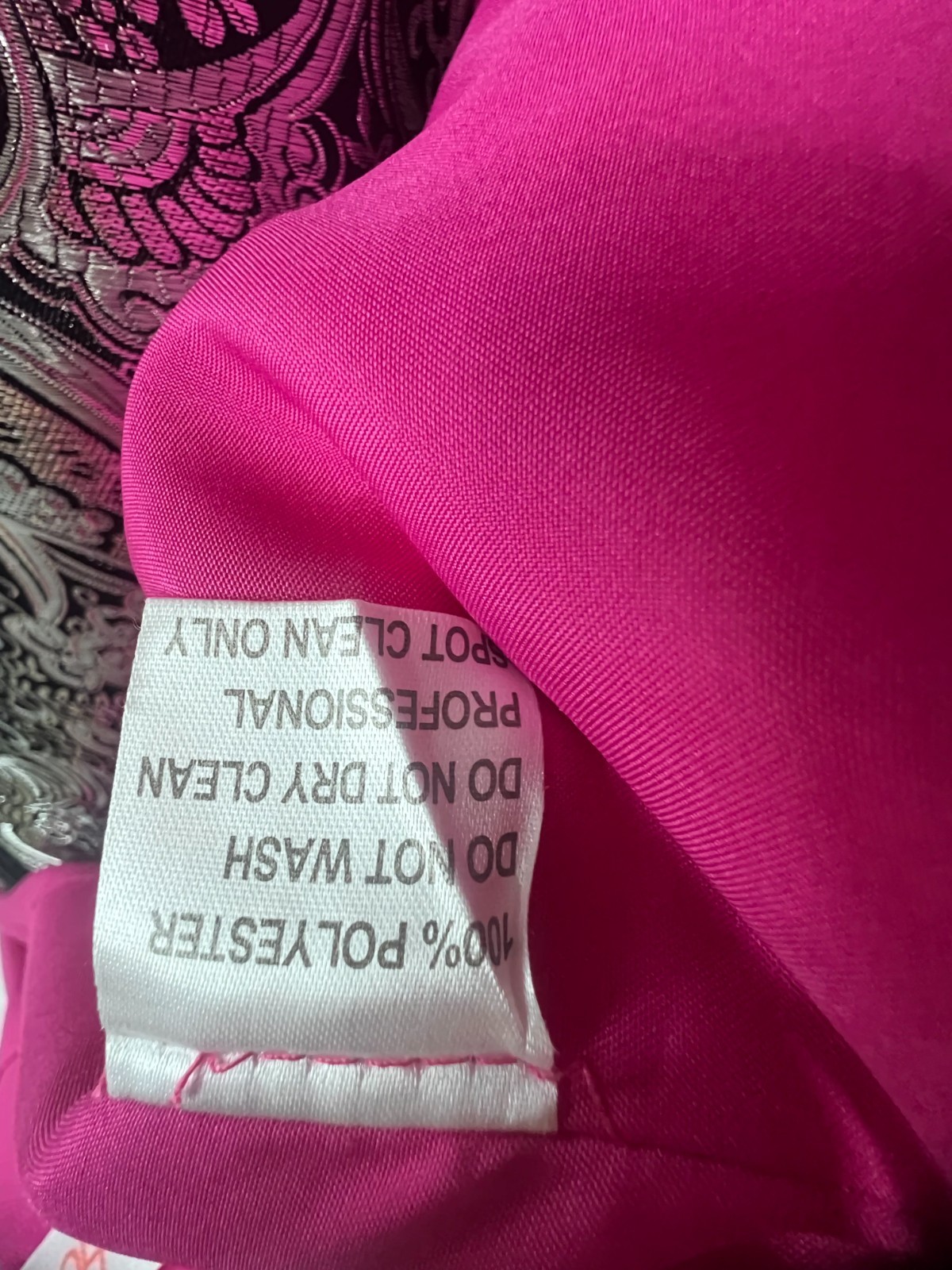 NWT JJ’s House Fuchsia Pink V-Neck Chiffon Cocktail Dress with Lace Appliques