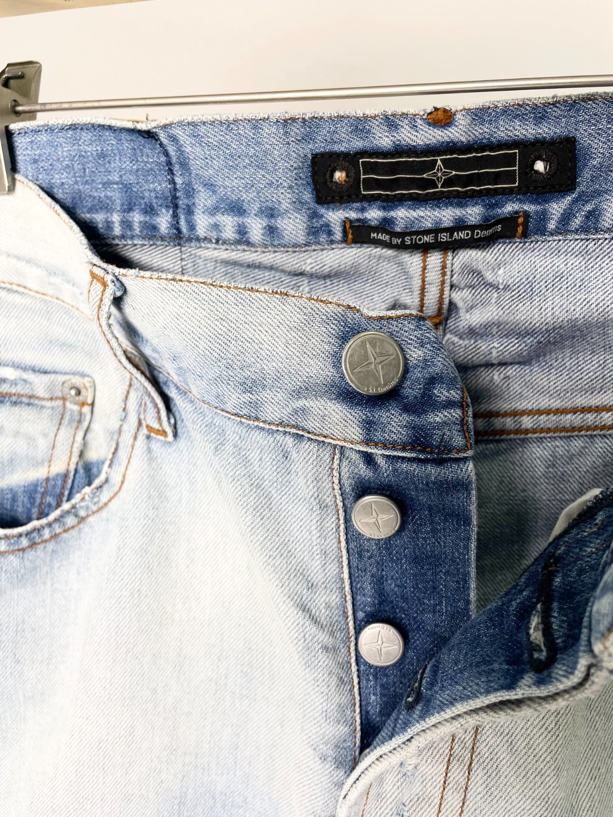 Stone Island Denim ( Size 34 ) Vintage Distressed Faded Light Blue Jeans Pants
