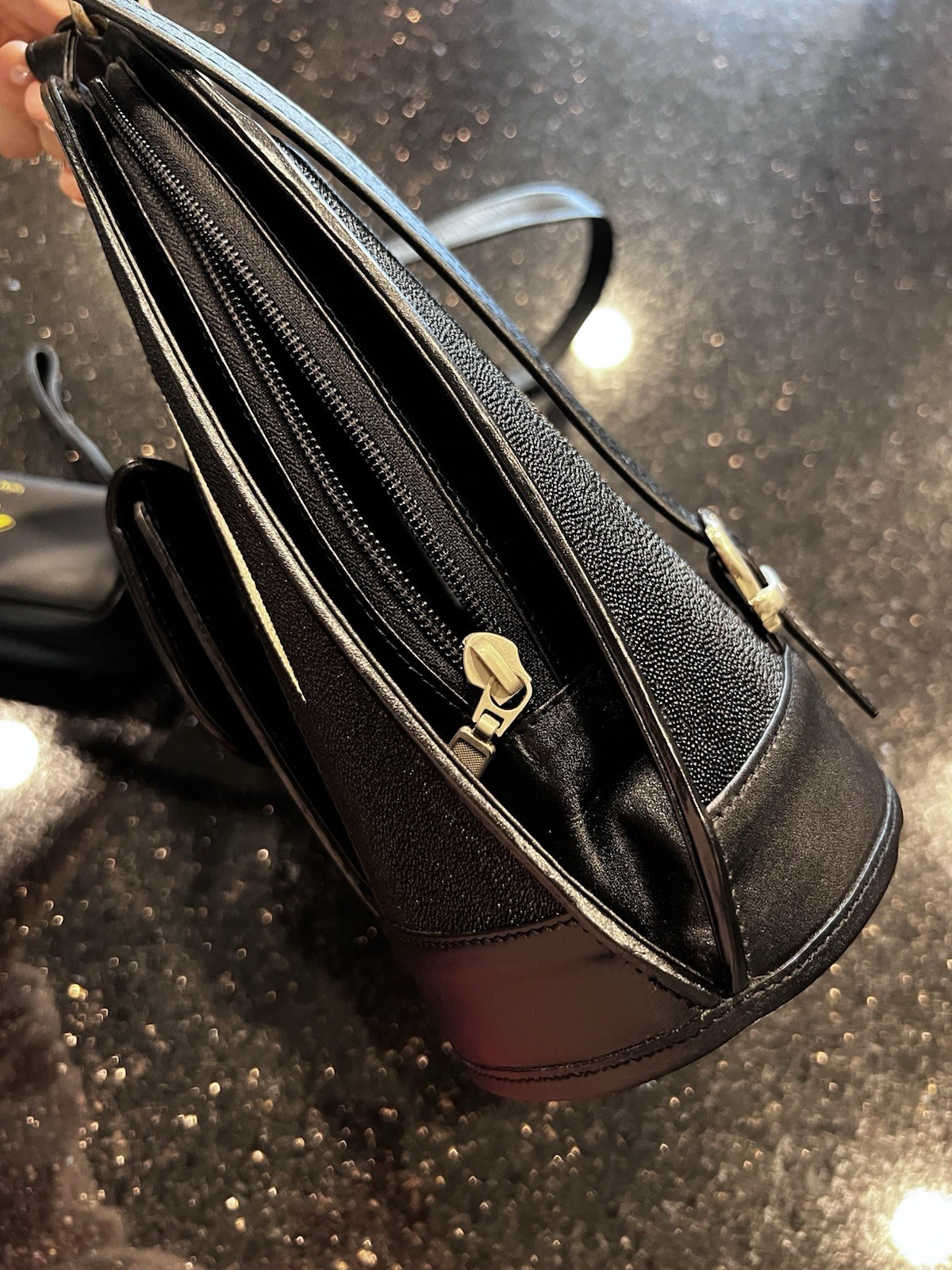 New Kismet Stingray Leather Black Mini Backpack Purse Duo Genuine Exquisite $$$$