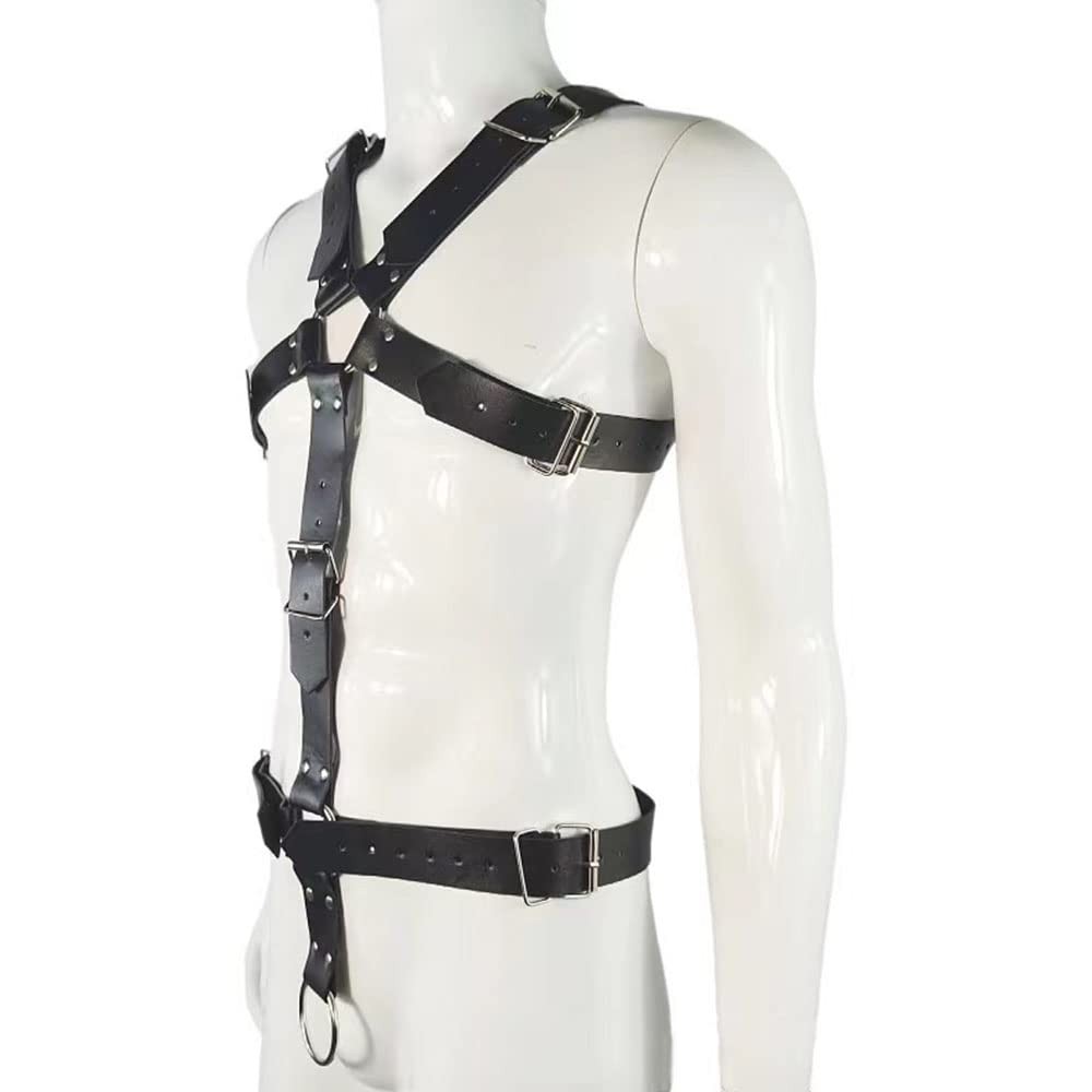 PU Leather Harness For Men Adjustable Buckle Body Chest Garter Belt Cosplay N…