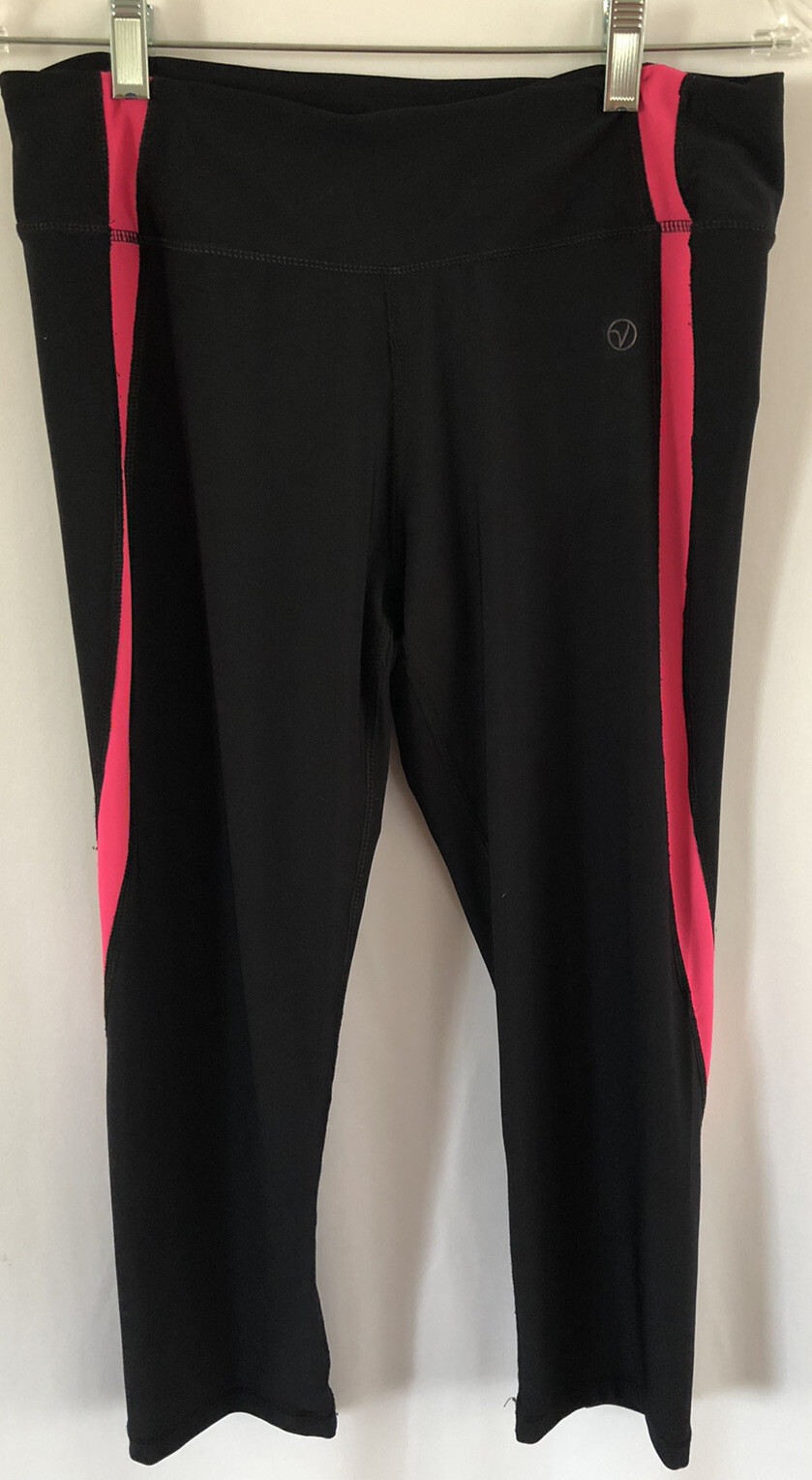 Vogo Athletica Women’s Pants M Black Pink Stripe Polyester Spandex Blend