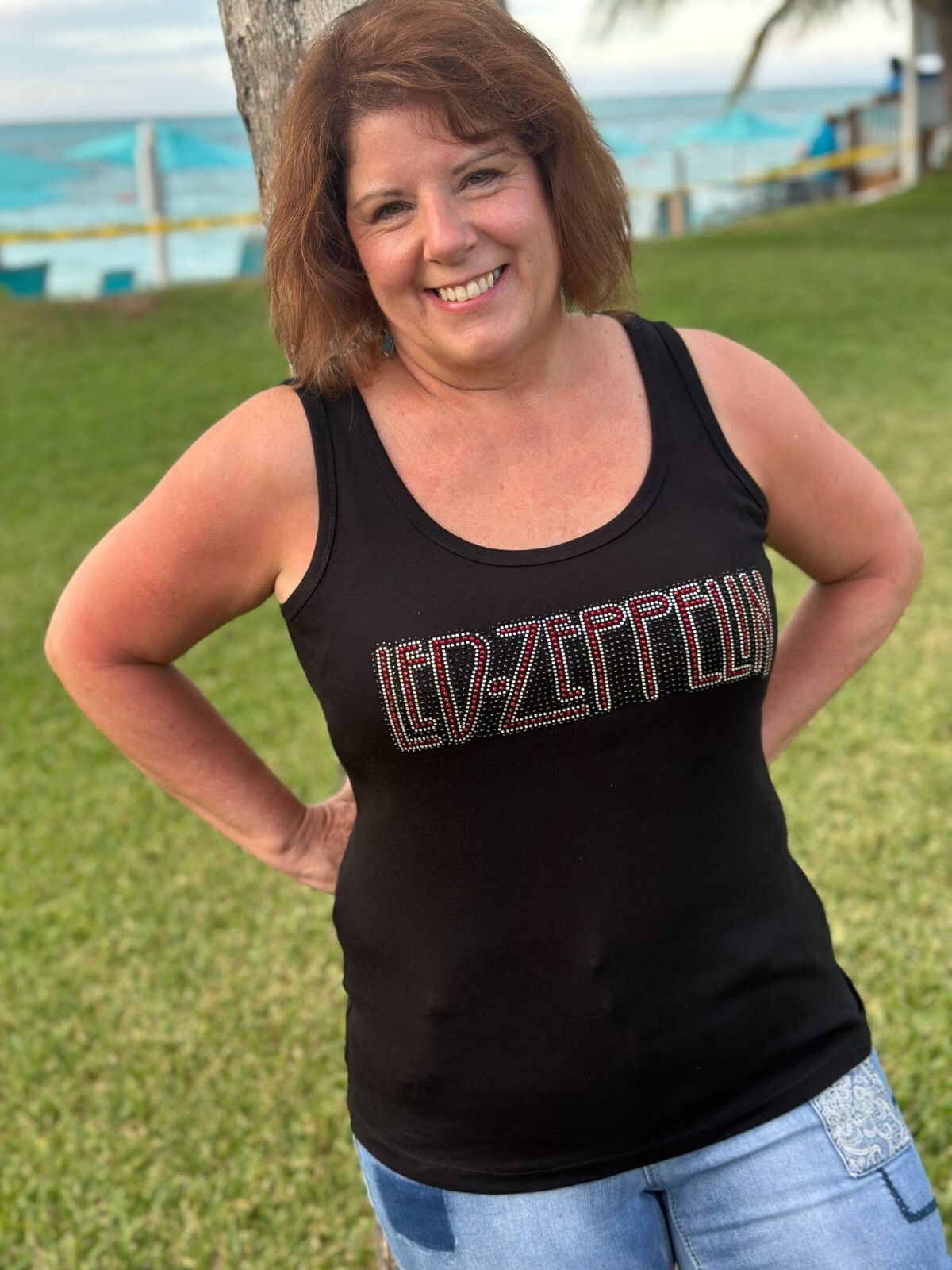 Led Zeppelin rhinestone tank top XS, S, M, L, XL, XXL, 1X, 2X, 3X, 4X,5X block