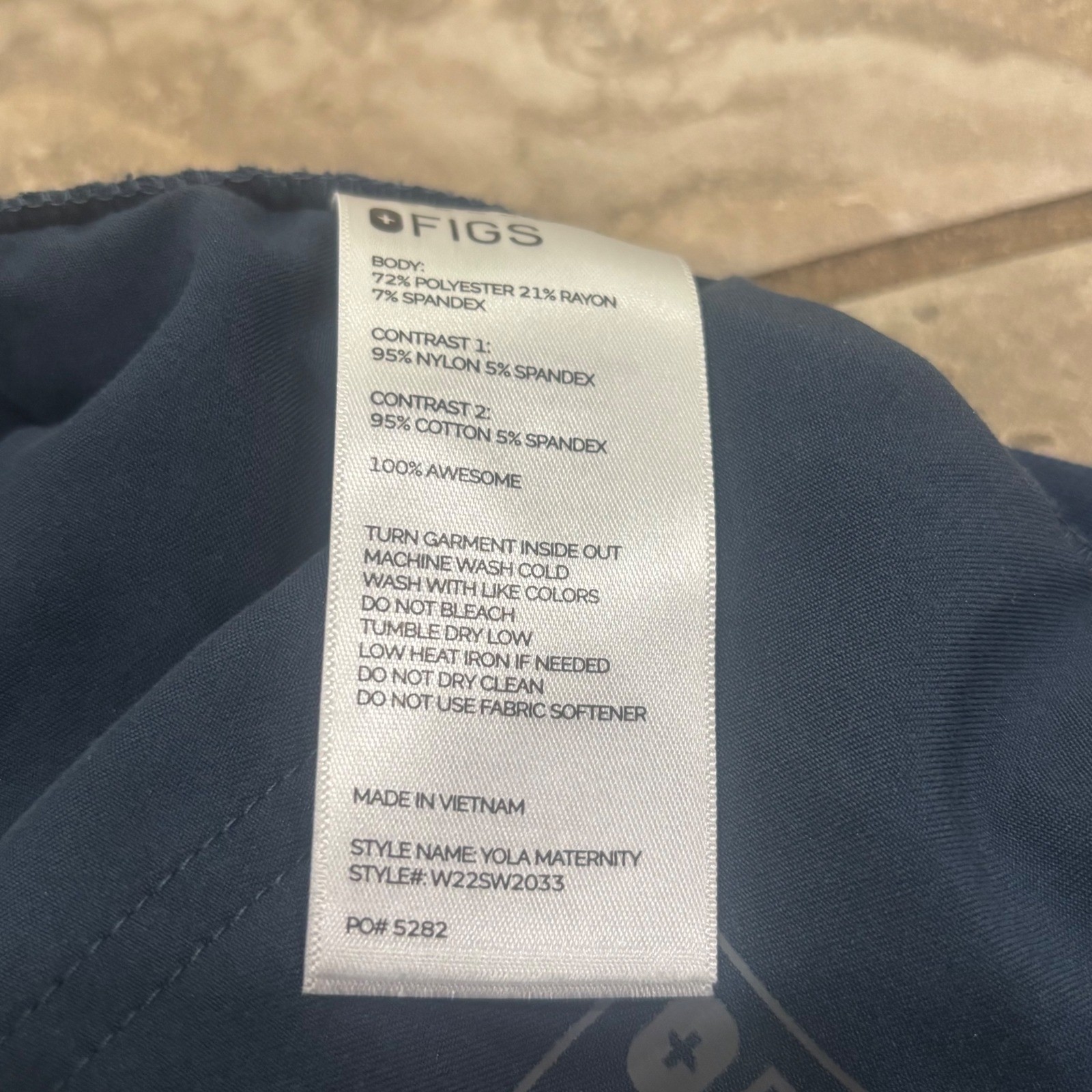 FIGS Yola Maternity Scrub Pants Navy Blue Cargo Straight Leg W22SW2033 Large