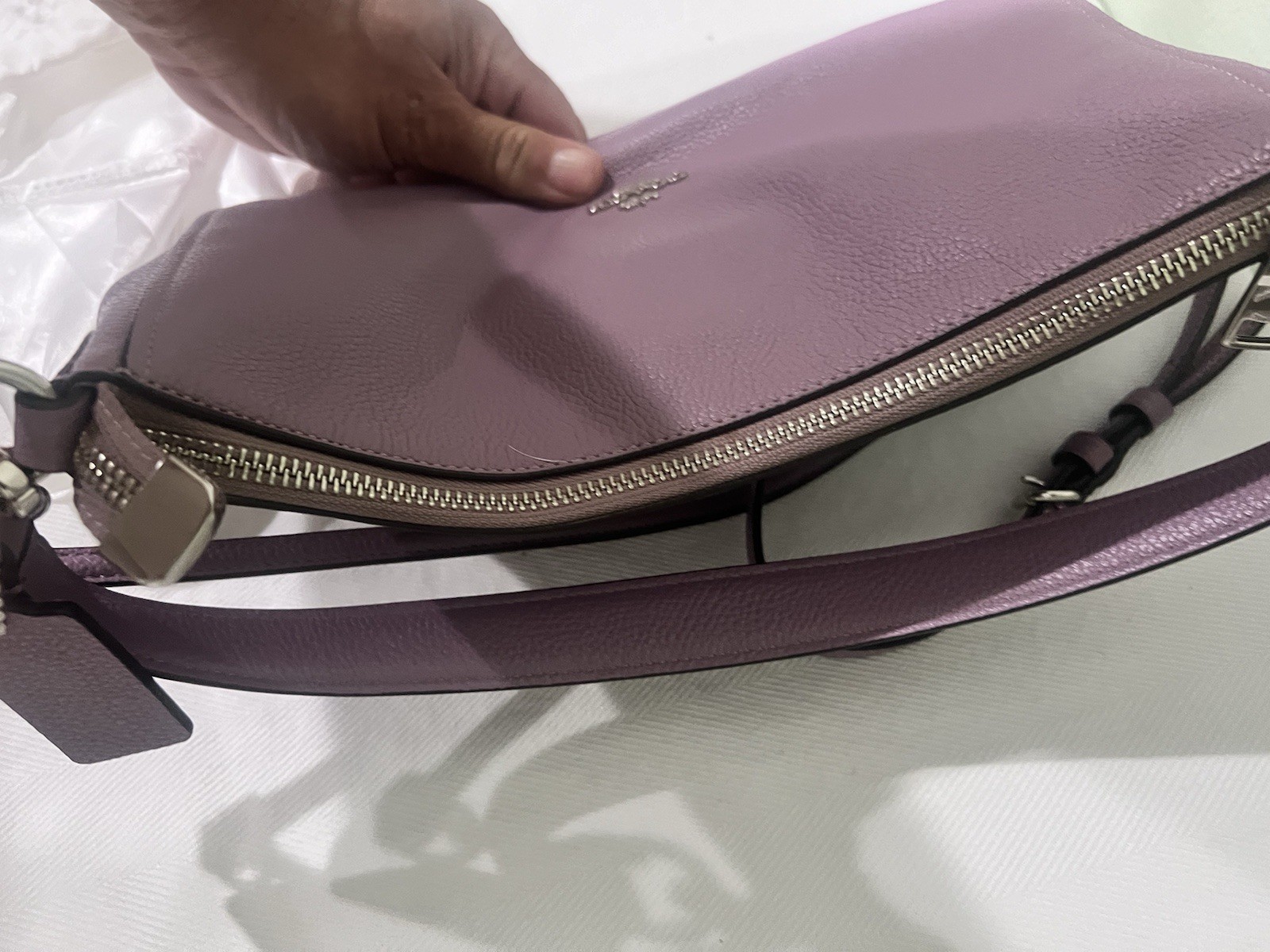 Coach Teri Shoulder Bag in Lilac Pebbled Leather Light purple 11.5 /8.5 Inches