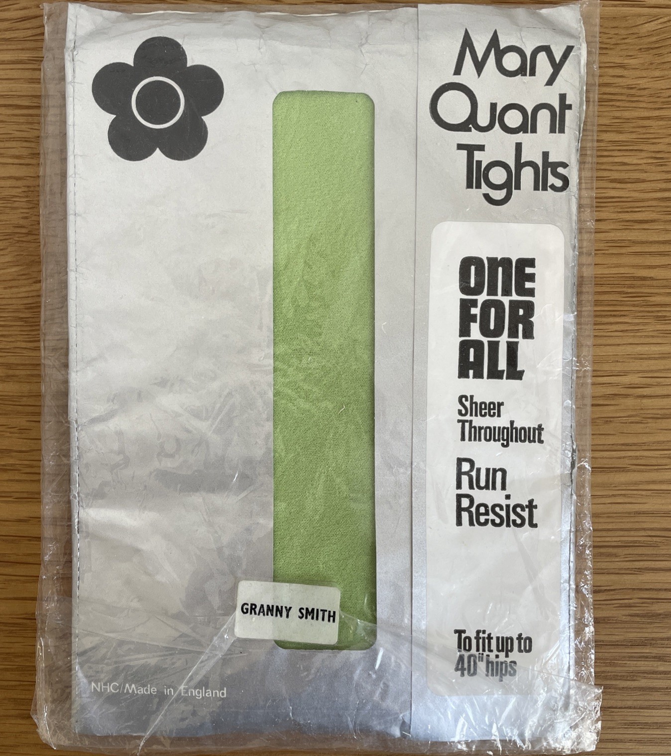 MARY QUANT TIGHTS ONE SIZE UP TO 40” GRANNY SMITH GREEN VINTAGE IN PACK UNUSED