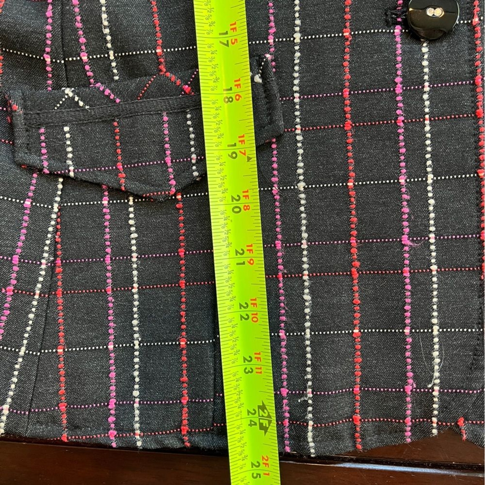 Vintage Requirements Blazer Black Tweed Pink, Red White Threads Single Breast 12