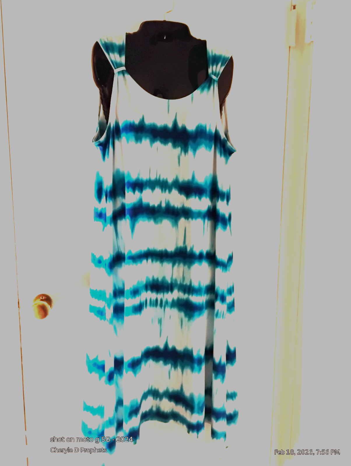 Chico Turquoise and White Maxi Dress Asymmetrical Hem Sleeveless Size 12