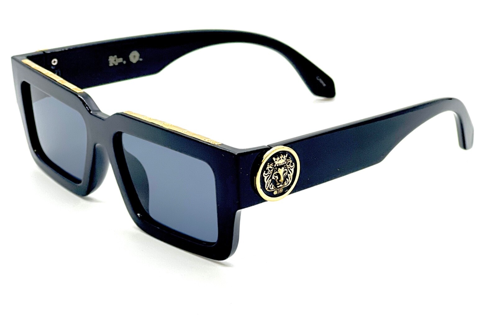 MEN GOLD LION HEAD MEDALLION SUNGLASSES CLASSIC CASUAL RETRO DESIGNER OUTDOOR