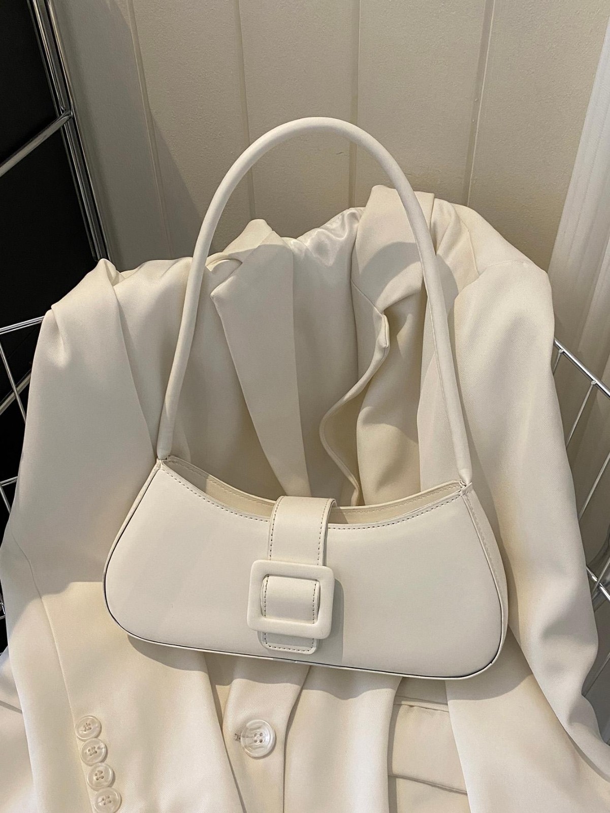 Women’s Belt Buckle Shoulder Bag Minimalist Underarm Hobo Purse Everyday
