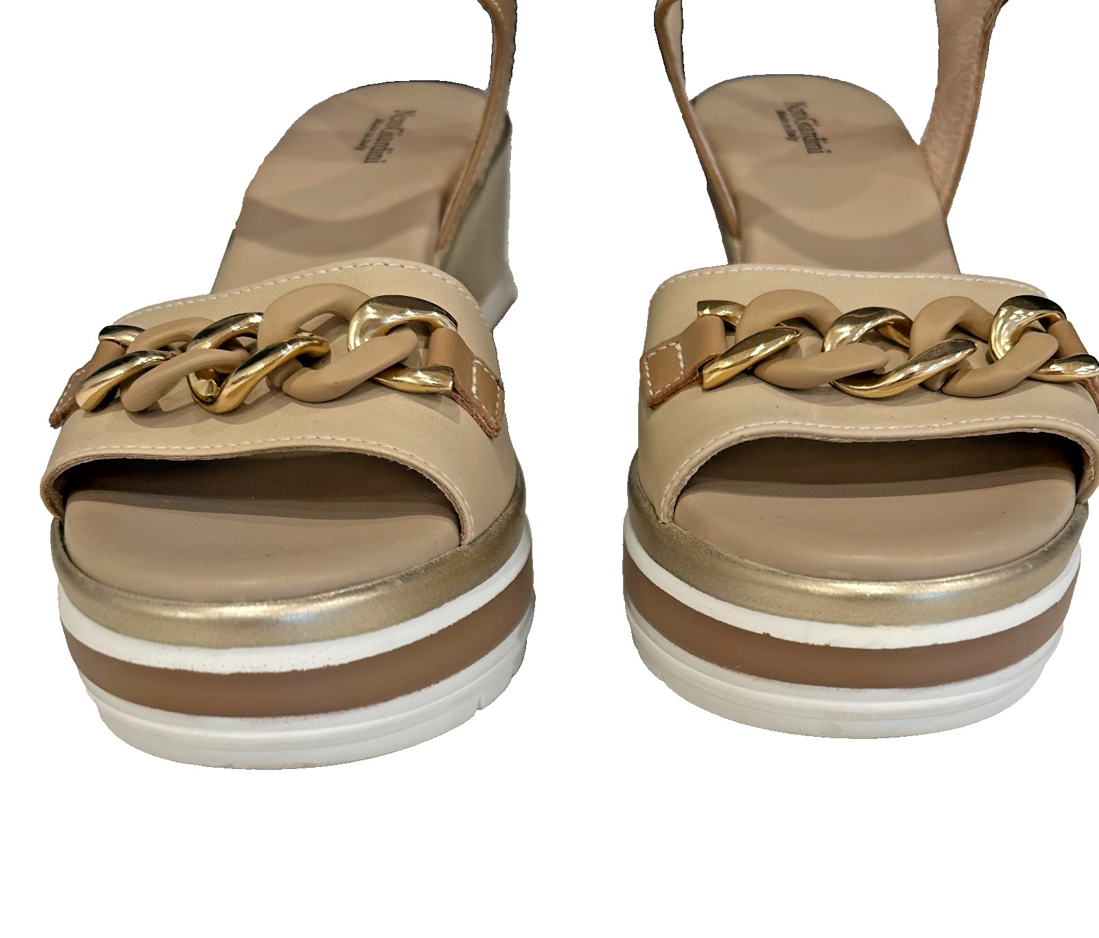 Nero Giardini Womens Chain Ankle Strap Platform Wedge Sandal Size 38