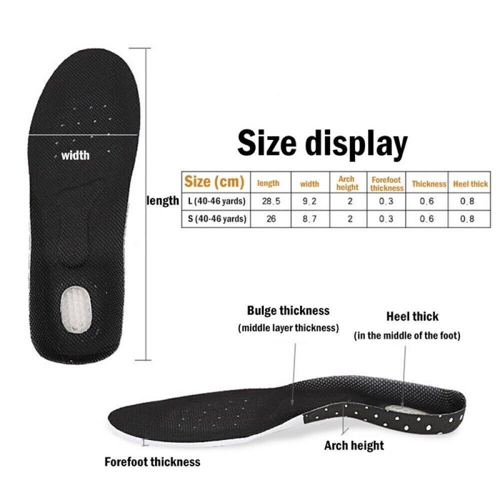 Men Insoles Gel Orthotic Sport Running Insert Shoe Pad Arch Support Heel Cushion