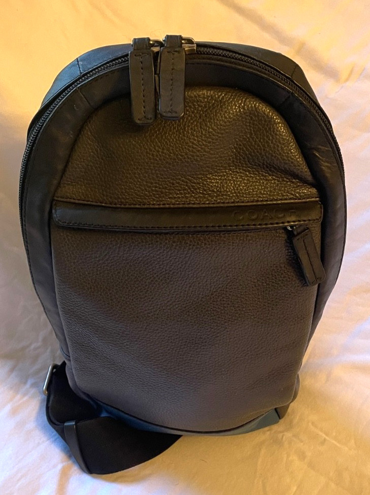 COACH Camden Grey/Blue/Black Leather Sling Bag-UNISEX 70922