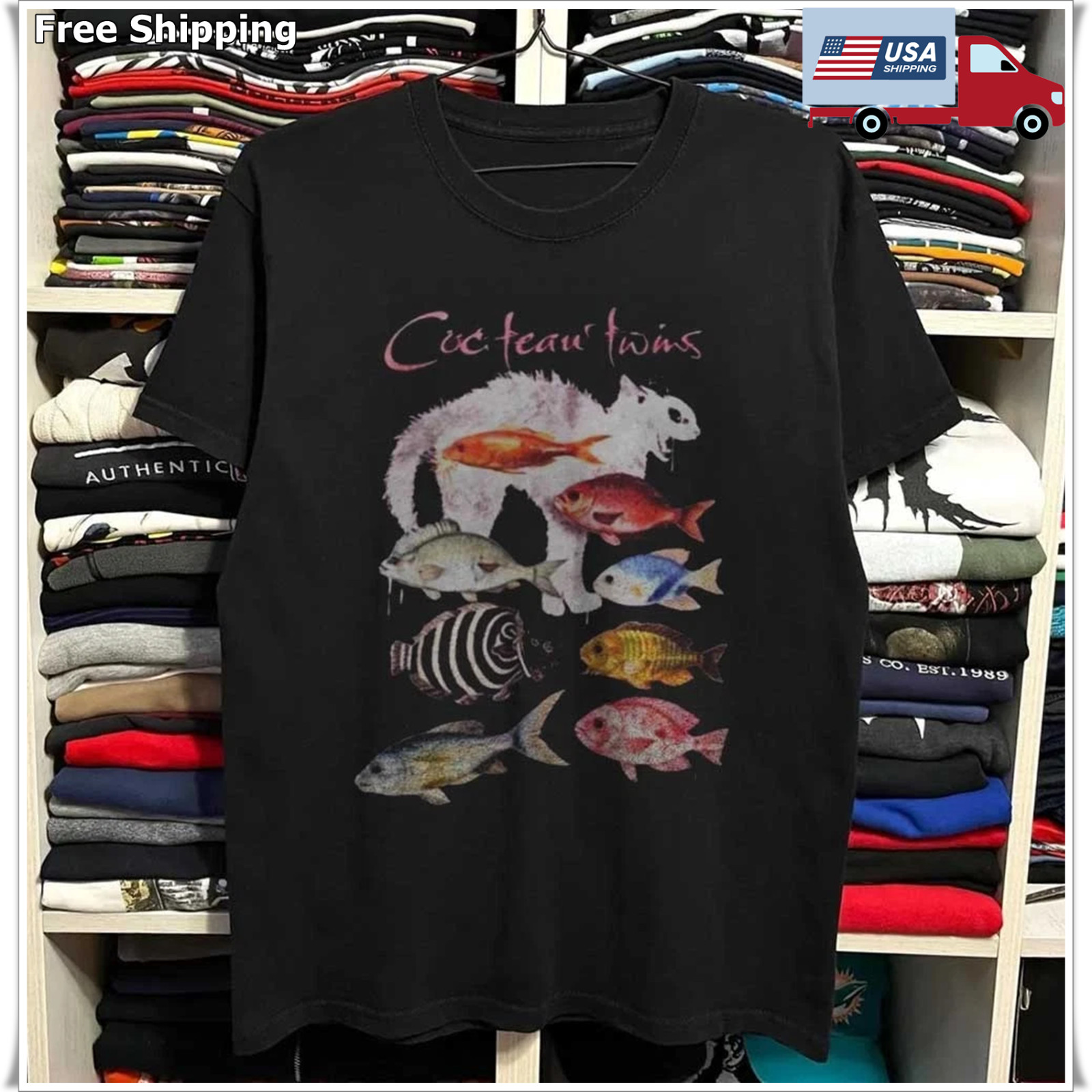 Cocteau Twins Cat Cotton T-shirt S-5XL