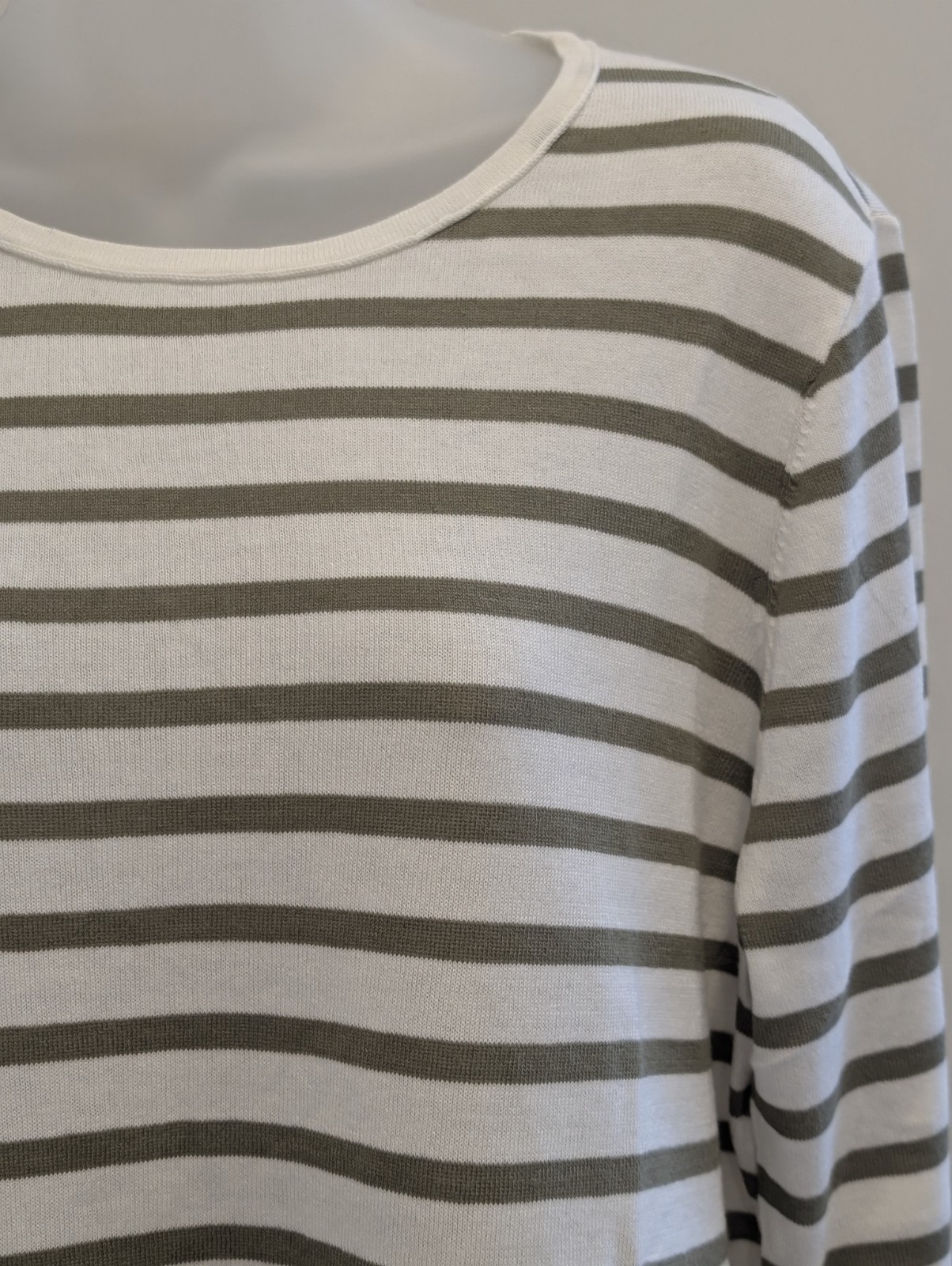 J. JILL Women Stripe Pullover Soft Gorgeous Top Long sleeve Sz M Arugula