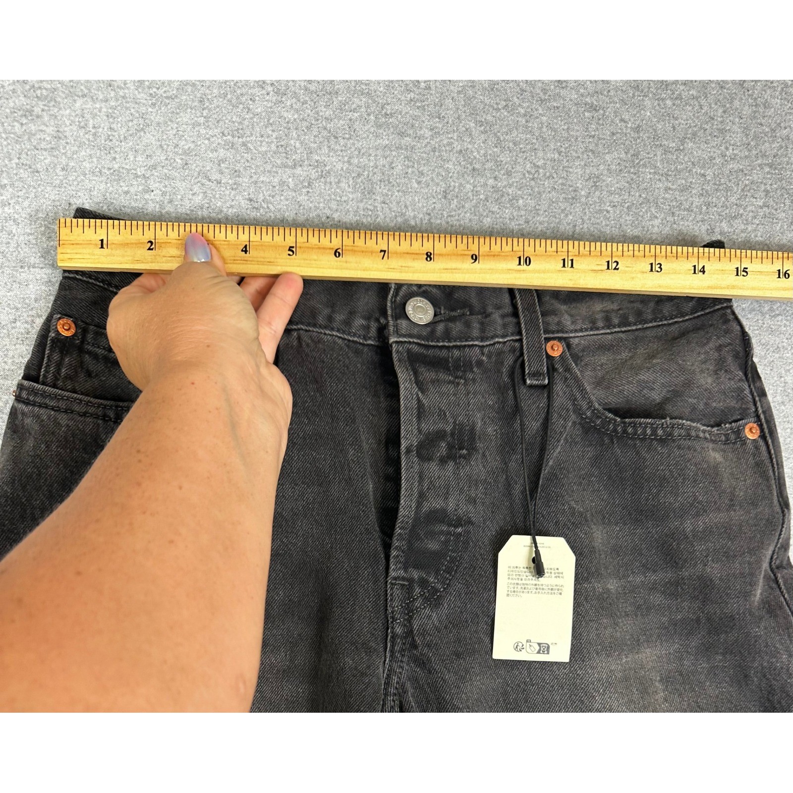 NEW Levis 501 ’90s Jeans 27×30 Take a Hint Black Button Fly Factory Wallet Fade
