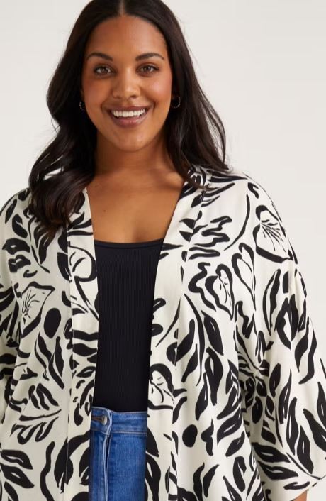 Matalan BNWT Papaya black white Curve Kimono size 20 22 summer holiday (114)