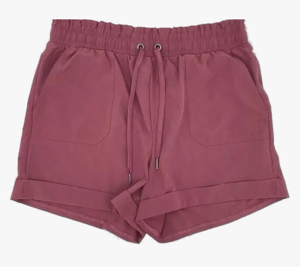 Danskin Ladies’ Paperbag Short Size XL Color Reddish Purple, Pockets, 4” Inseam