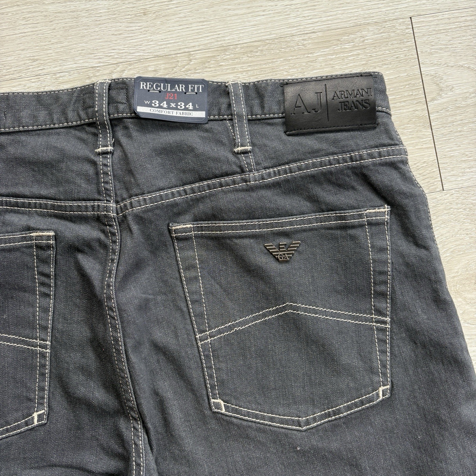 BNWT Emporio Armani Jeans J21 Regular Fit Stretch Denim W34 L34 Grey Mens