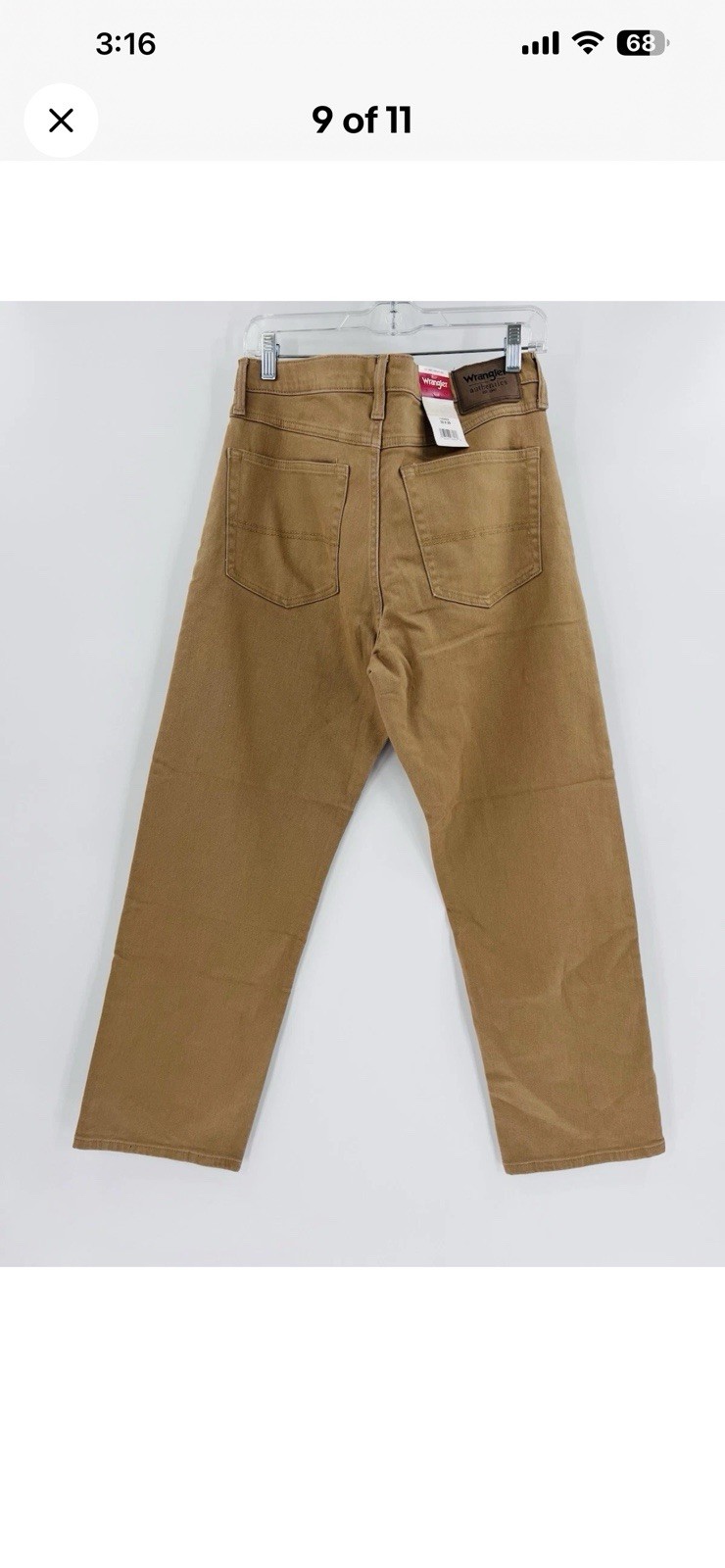 Wrangler Authentics Mens Relaxed Fit Jeans 32×29 Tan Khaki Work Pants NWT