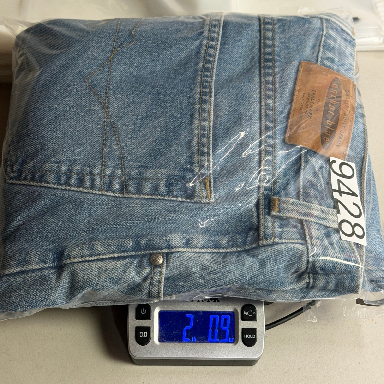 Vintage Anchor Blue Baggy Light Wash Denim Jeans Mens W42 L30 Cotton Made Mexico