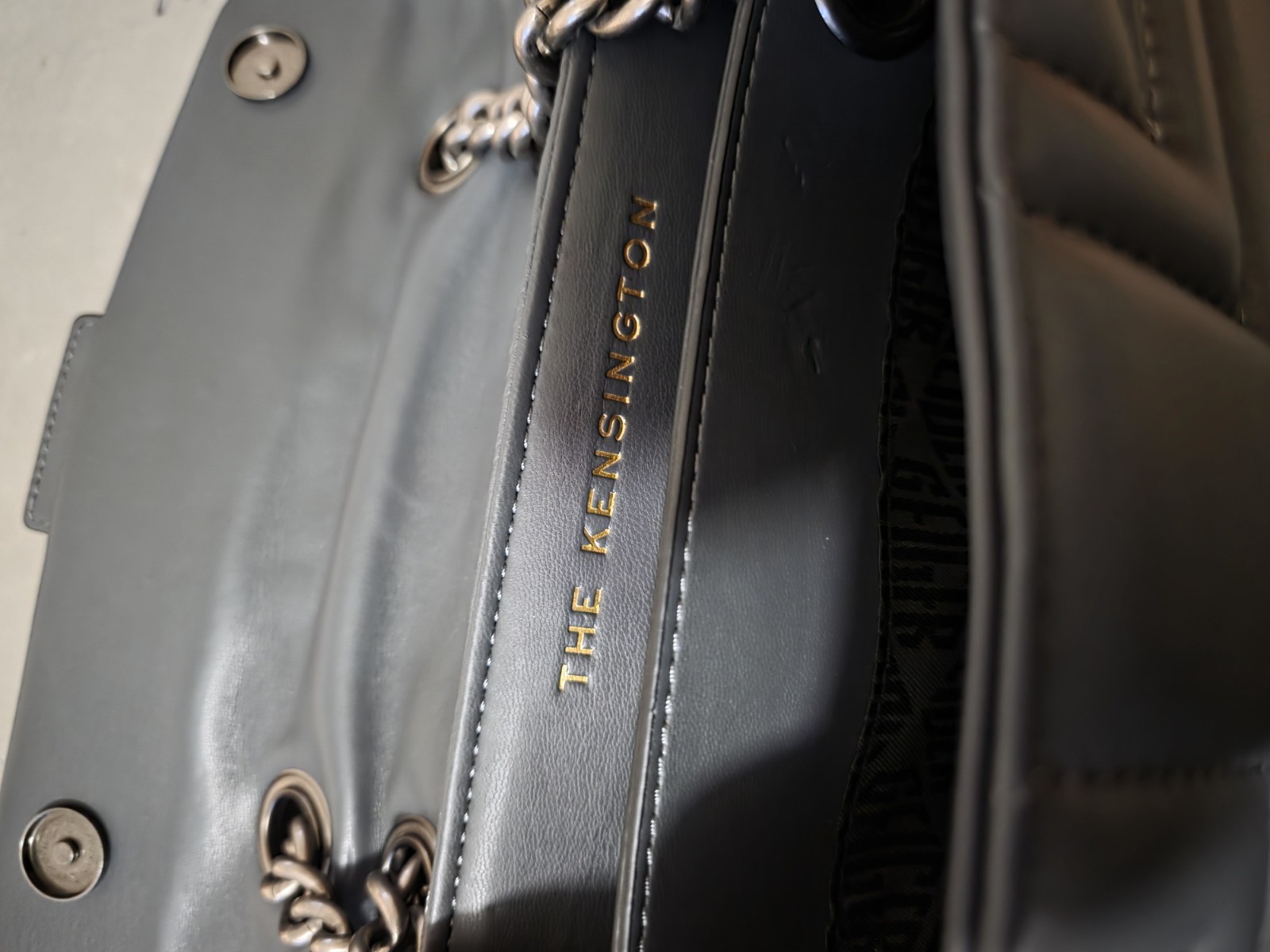 Kurt Geiger Kensington Black Quilted Shoulder Bag Silver Chain Detachable Strap