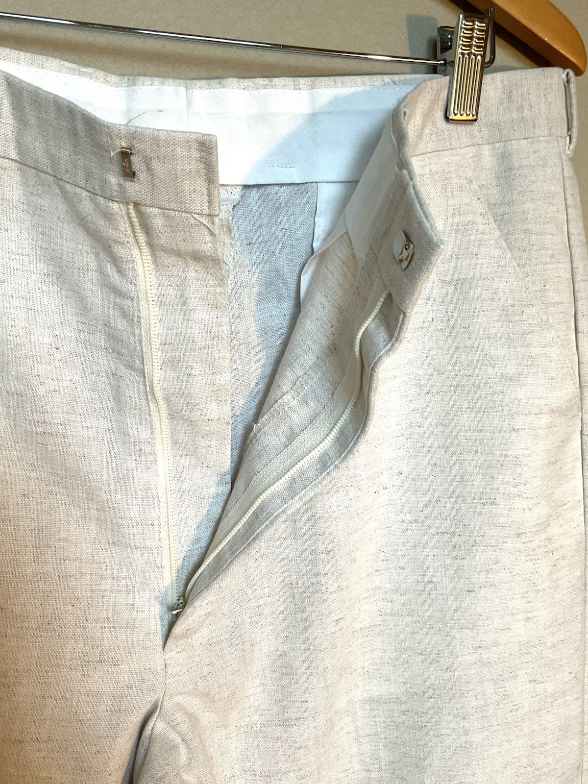 Levi’s VTG LINEN Slacks “trimcut” Trousers Womens Unlined Flat Front 33.5 In