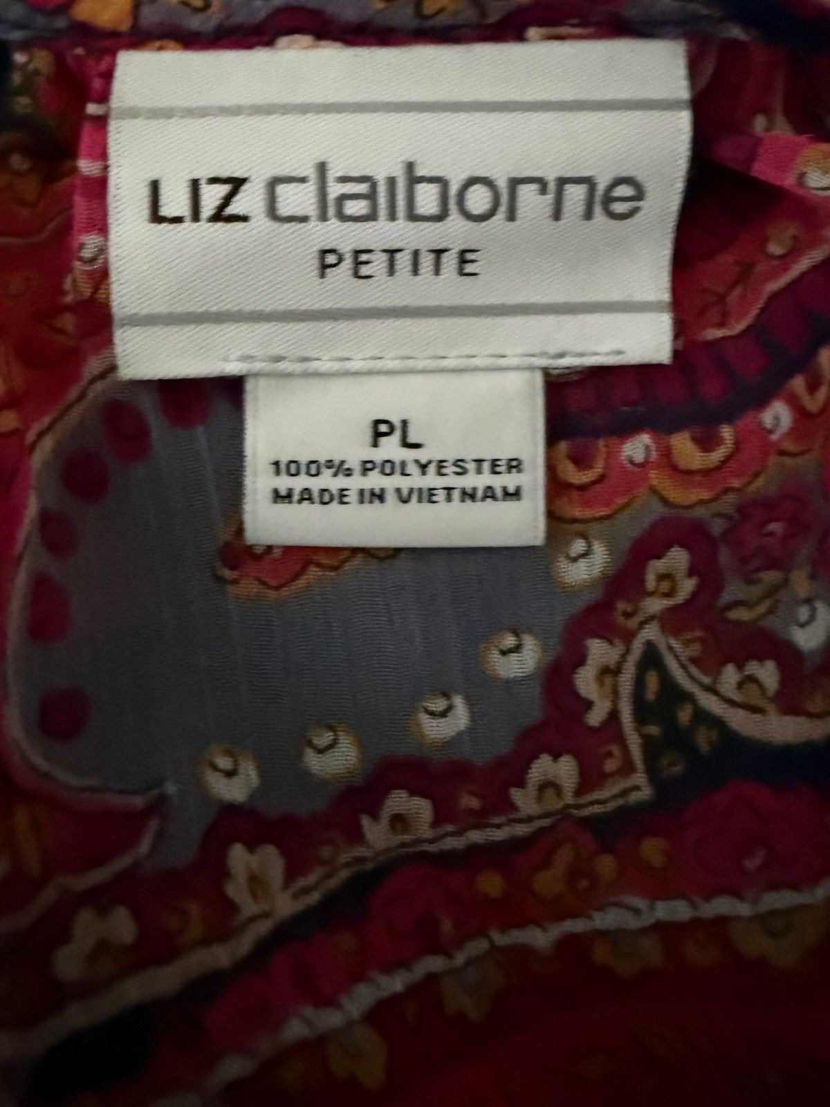 Liz Claiborne NEW Blouse with Cami Size PL Petite Large Navy Pink Work City Chic