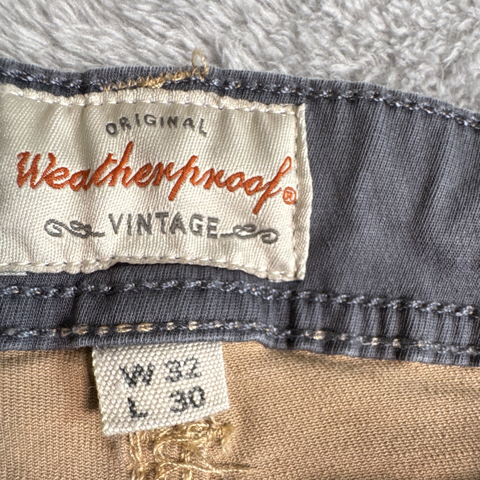 Weatherproof Vintage Beige Straight Fit Cotton Twill Cargo Pants Men’s 30