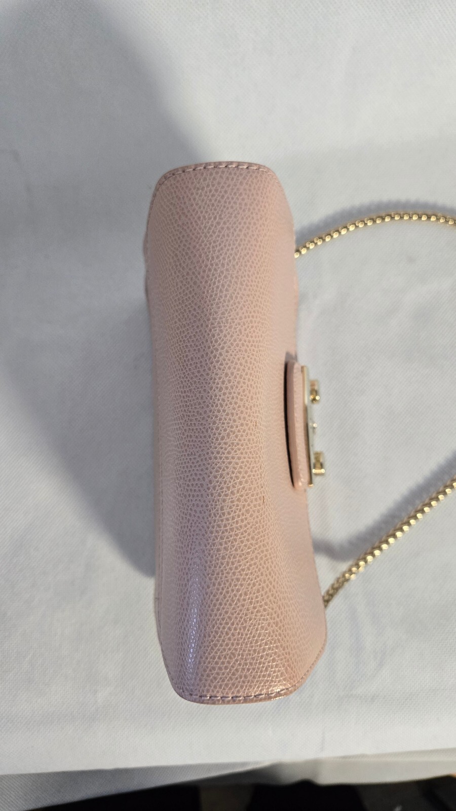 FURLA Metropolis Mini Crossbody Bag Pale Pink Ares Leather Gold Chain Italy