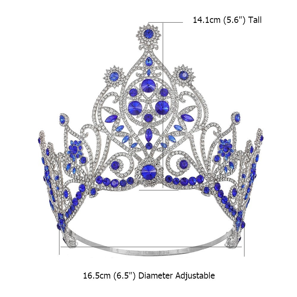 14cm Tall Crystal Tiara Crown Queen Princess Pageant Adjustable For Women