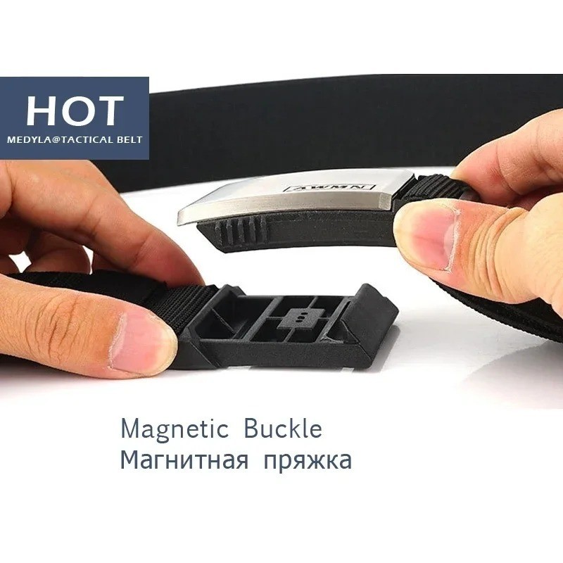 Belt Magnetic Buckle Adjustable Belts For Men Military Combat Elastic Bel
