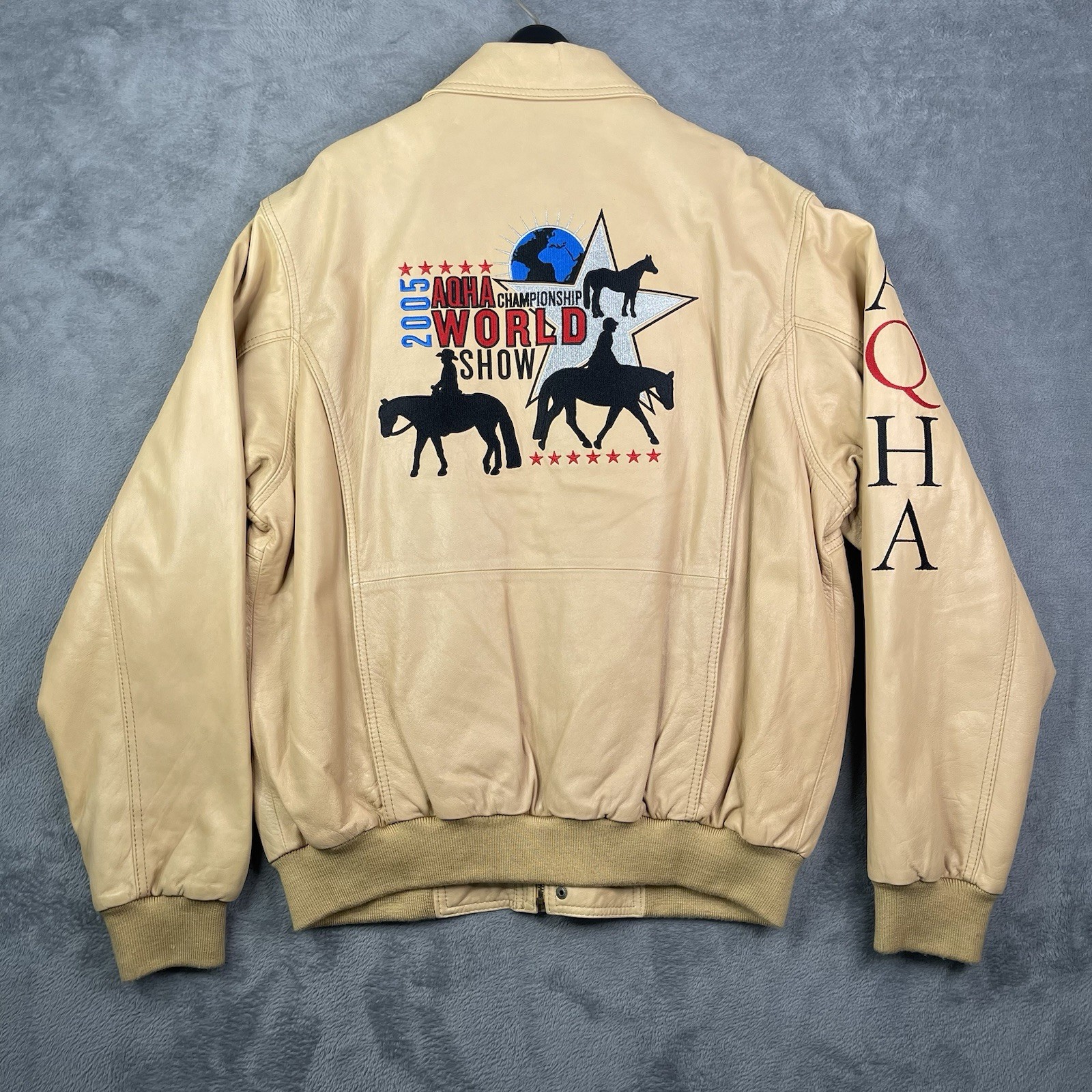 VTG AQHA Jacket Large Leather Quarter Horse World Champ 05 Equestrian Western