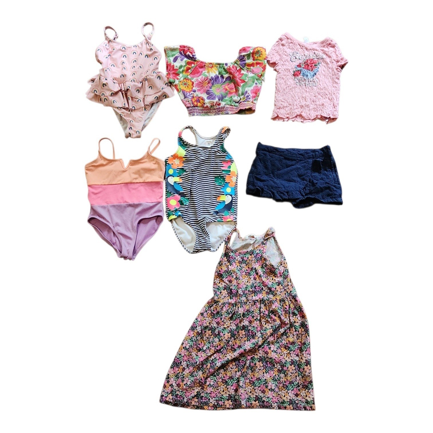 7 Piece Girls Lot Size 5- 6-7 Janie Jack H&m Boden Old Navy Mixed Lot Swimsuit