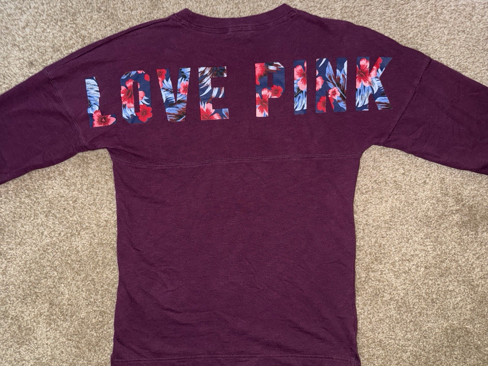 Victoria’s Secret Love PINK Campus Crew Sweatshirt XS Black Pullover EUC