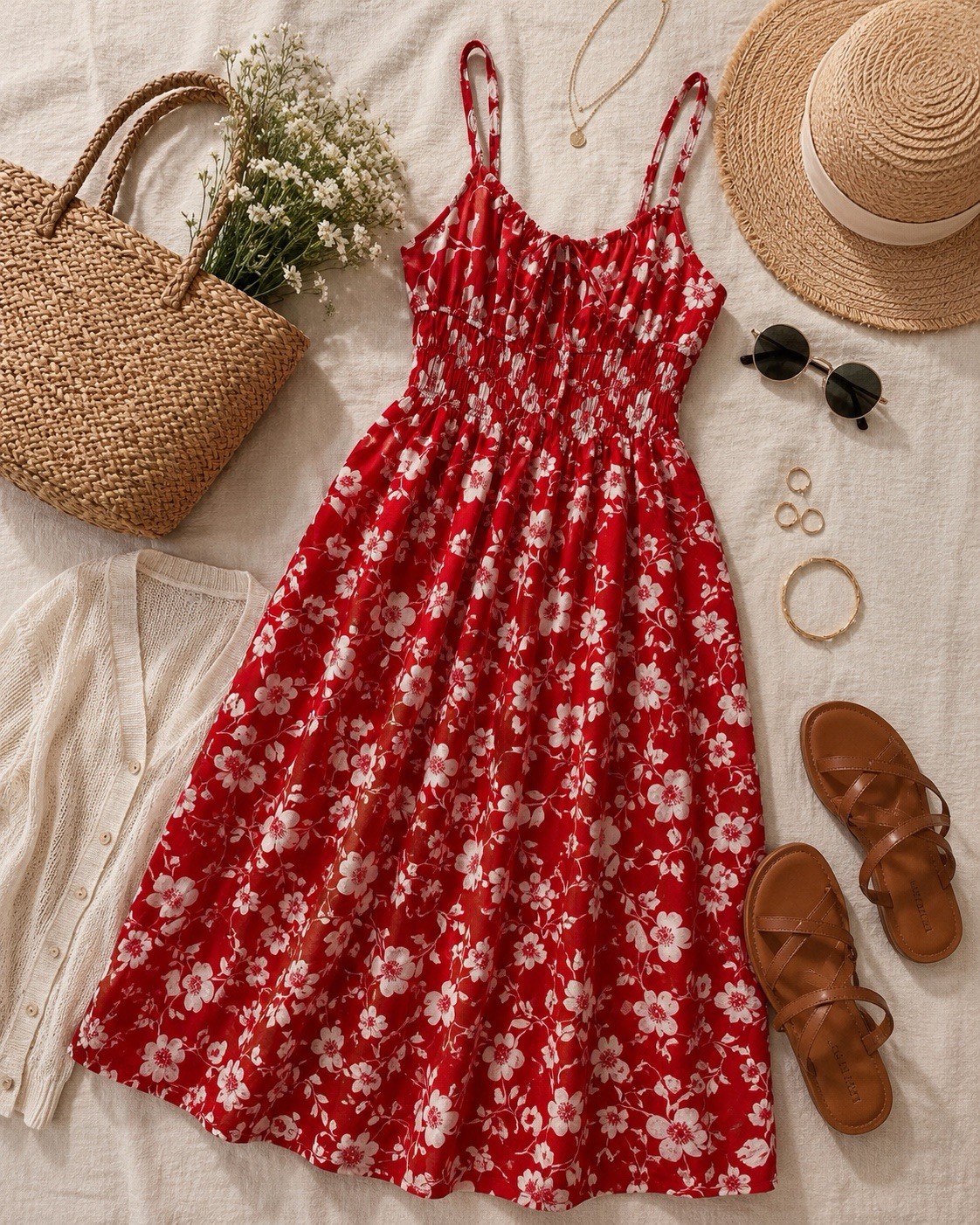 NWT Hesperus Women’s Red Floral Sun Dress Size M