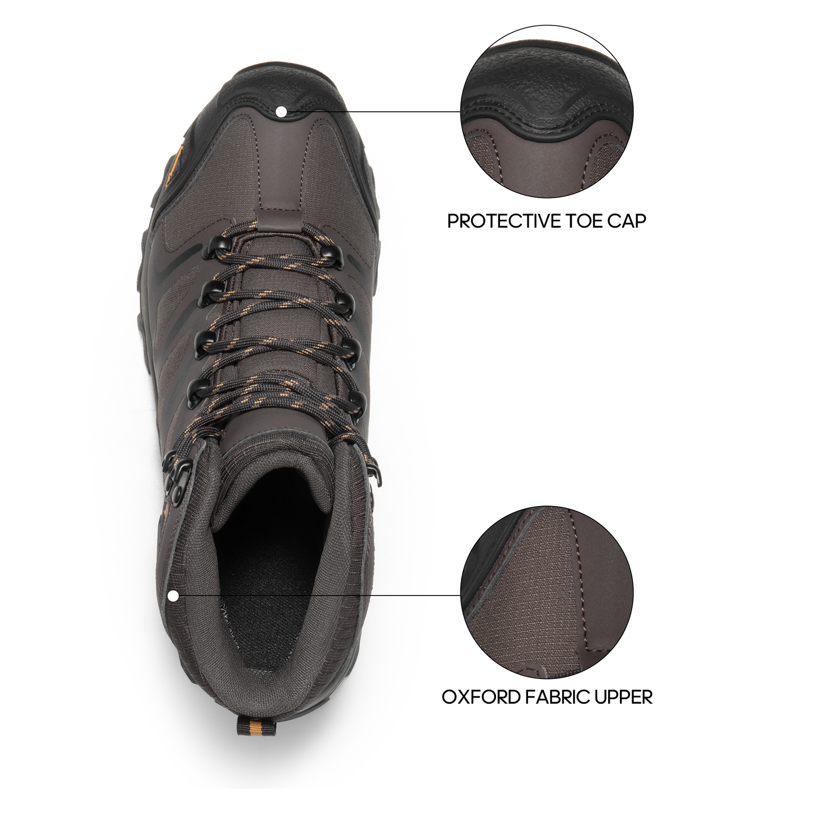 Men’s Waterproof Hiking Boots Mid Ankle Lightweight Non-Slip Trail Work Shoes