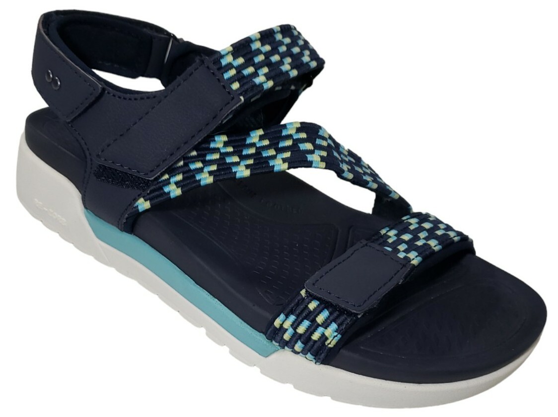 Ryka Womens Sz 8.5 M Elastic Gore Sport Sandals Rowana Navy Blue Blazer Re-Zorb