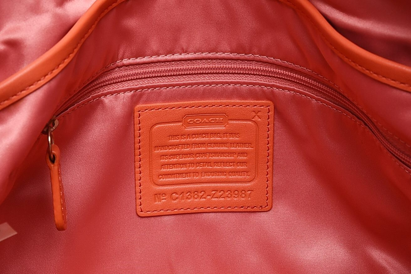 New COACH Z Leather Flap Duffle Bag MSRP $328 Orange Z23987 B4B4D