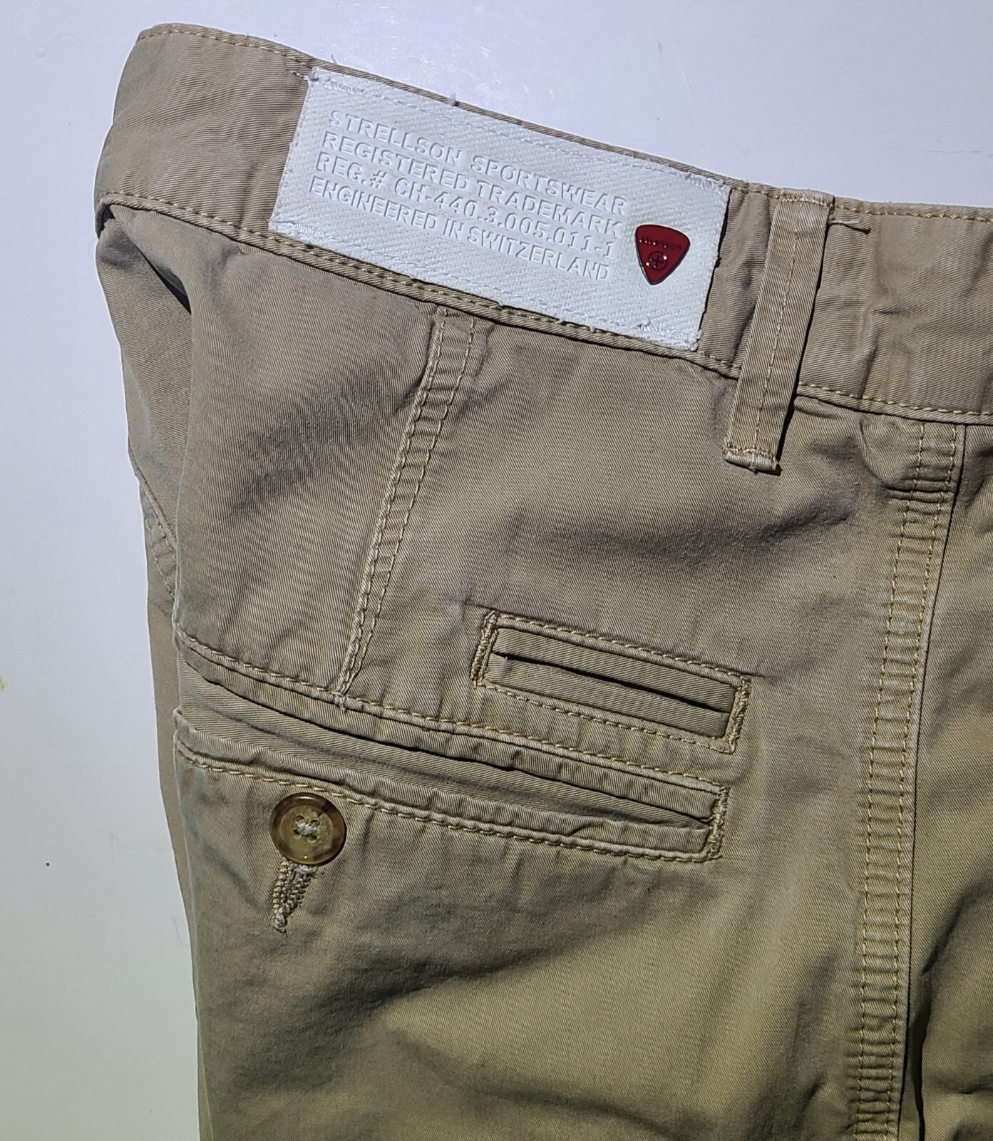 Strellson Khaki Pants Mens 34X31 Khaki Straight Fit Chino Slash Pockets