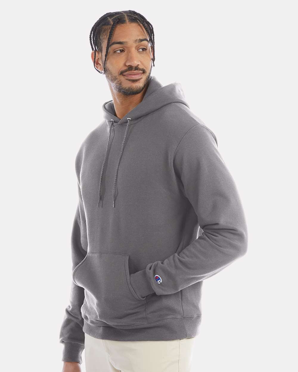 🔥 Champion Powerblend Hooded 50/50 Pouch Pocket Sweatshirt S700 Stone Grey XL