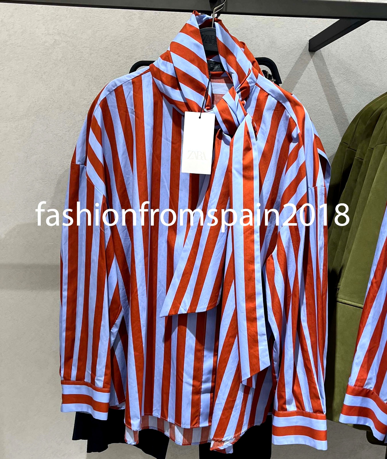 ZARA NEW WOMAN BOW NECK STRIPED SHIRT XS-XL 2390/116/330