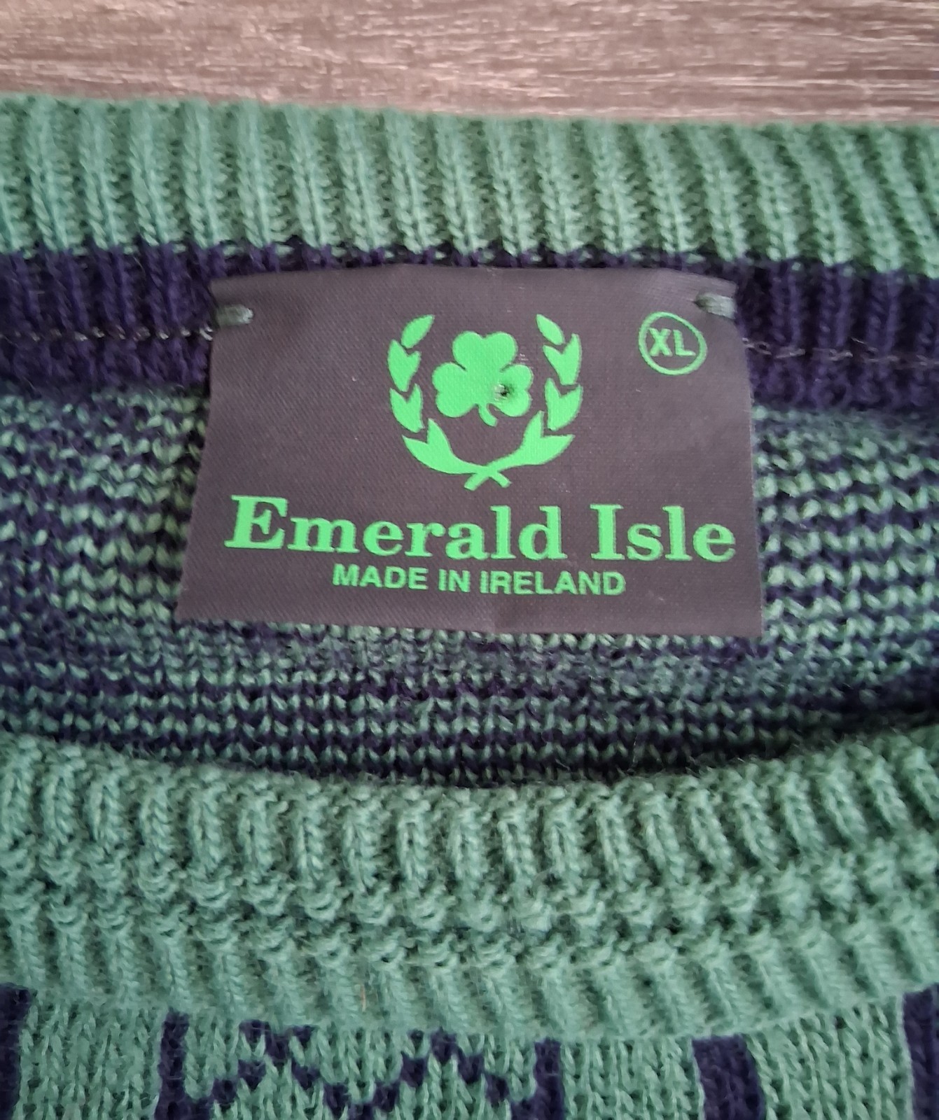 Vintage Emerald Isle Irish Shamrock Knit Sweater Size XL Made In Ireland NWOT