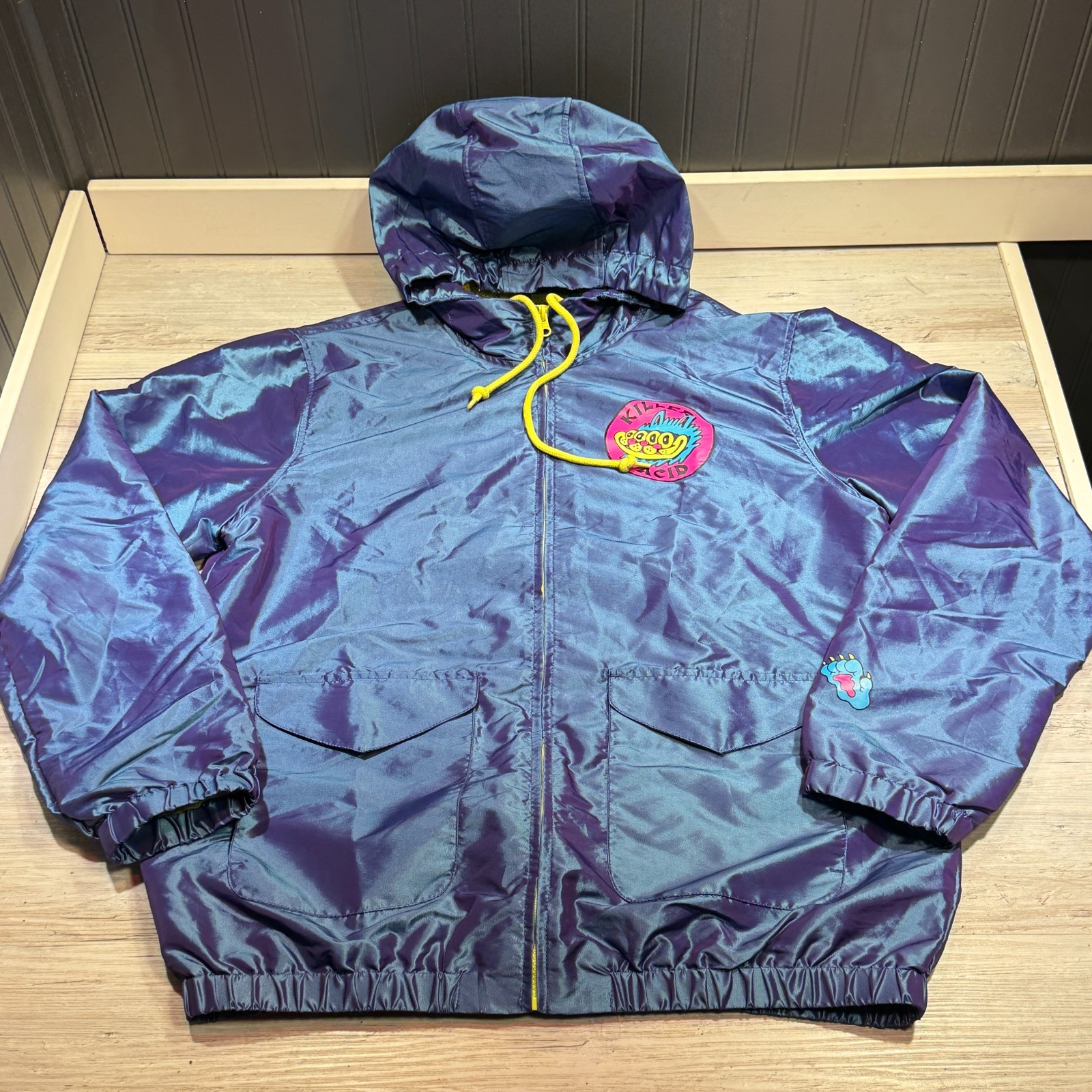 Killer Acid Jacket Mens Large Windbreaker Psychedelic Graphic Print No Bad Trips