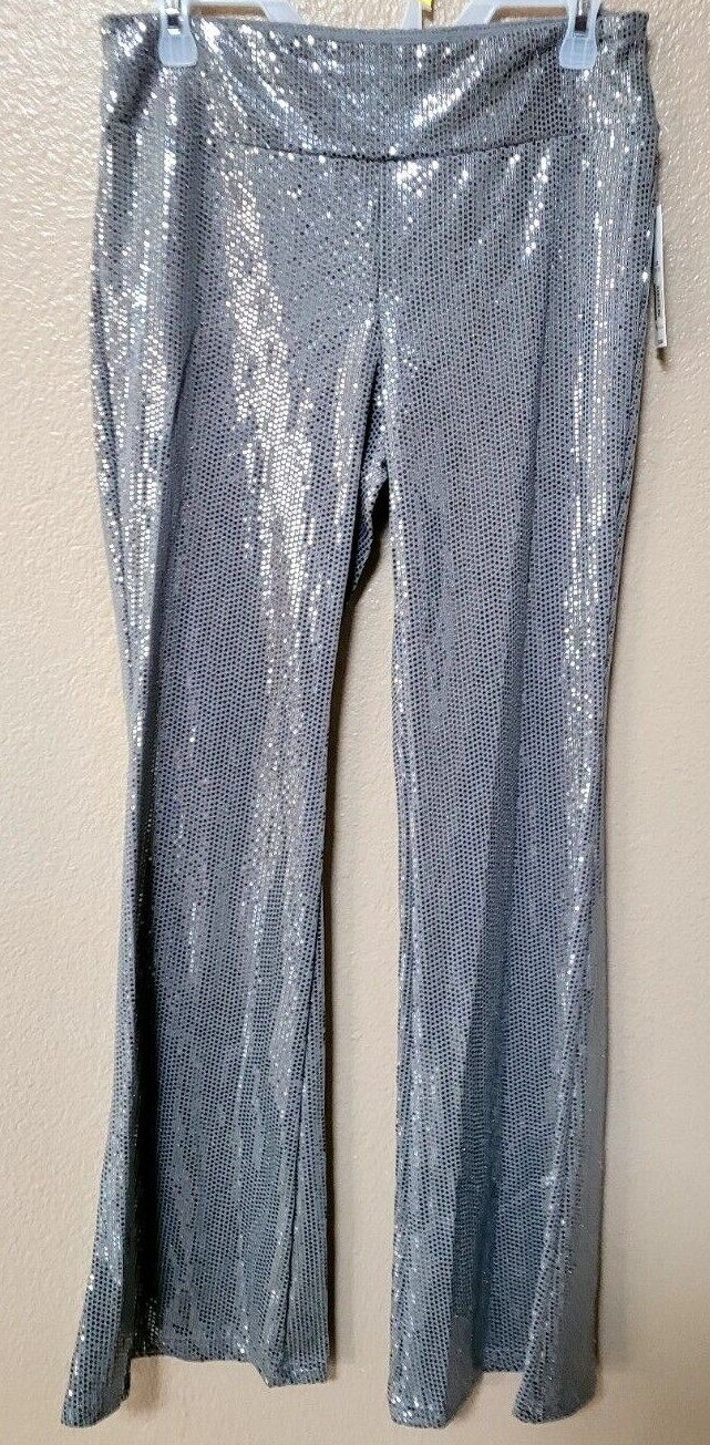 No Boundaries Sequin Flare Pants, Nobo Silver Sparkle Flare Pants, Bell Bottoms