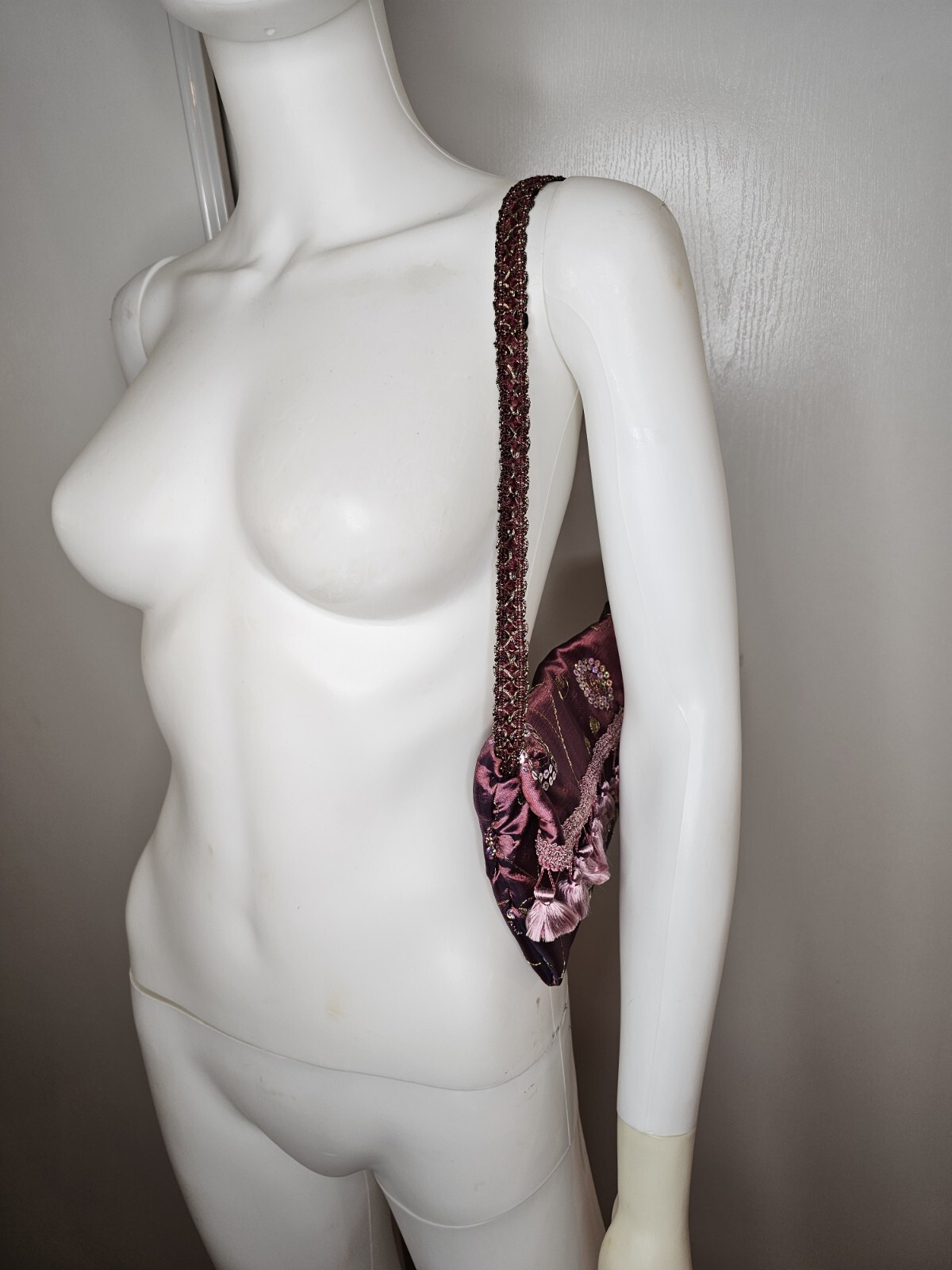 Beautiful Handmade Shoulder Bag Purse With Sequin and Tassels Y2k Retro Look